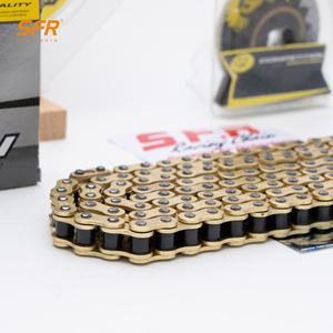 Nueva <span class=keywords><strong>Cadena</strong></span> de Transmisión <span class=keywords><strong>Reforzada</strong></span> SFR para Motocicleta, ATV, Dirt Bike, Go Kart, Color Dorado, 428-104L, Certificación ISO 9001, Alta Frecuencia - Product Image 5