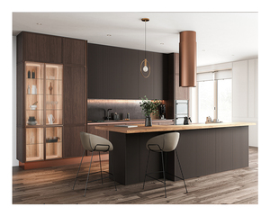 Custom Retro <strong>Kitchen</strong> Furniture Luxury Wooden Cupboard Veneer <strong>Free</strong> <strong>Standing</strong> Oak <strong>Kitchen</strong> Storage <strong>Cabinet</strong> Design - Product Image 2