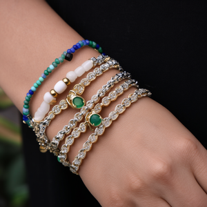 Fashion <b>Beaded</b> <b>Bracelets</b> Set 316L Stainless Steel PVD <b>Gold</b> Plating Sustainable Resistant Multi Layered Design - Product Image 3