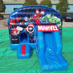 Aire de jeux gonflable avec château gonflable et toboggan bleu, motif dessin animé, équipement de fête, <span class=keywords><strong>location</strong></span> d'attractions gonflables - Product Image 2