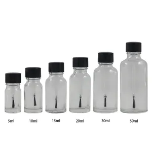 Fuyun No MOQ Новые продукты 5 мл 10 мл 15 мл 20 мл 30 мл 50 мл Прозрачный пустой Гель-лак для ногтей стеклянная бутылка с кисточкой