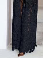 Abaya de luxe faite à la main à Dubaï, élégante, en dentelle florale, ornée de perles, cardigan pour femmes musulmanes, robes modestes, hijab assorti