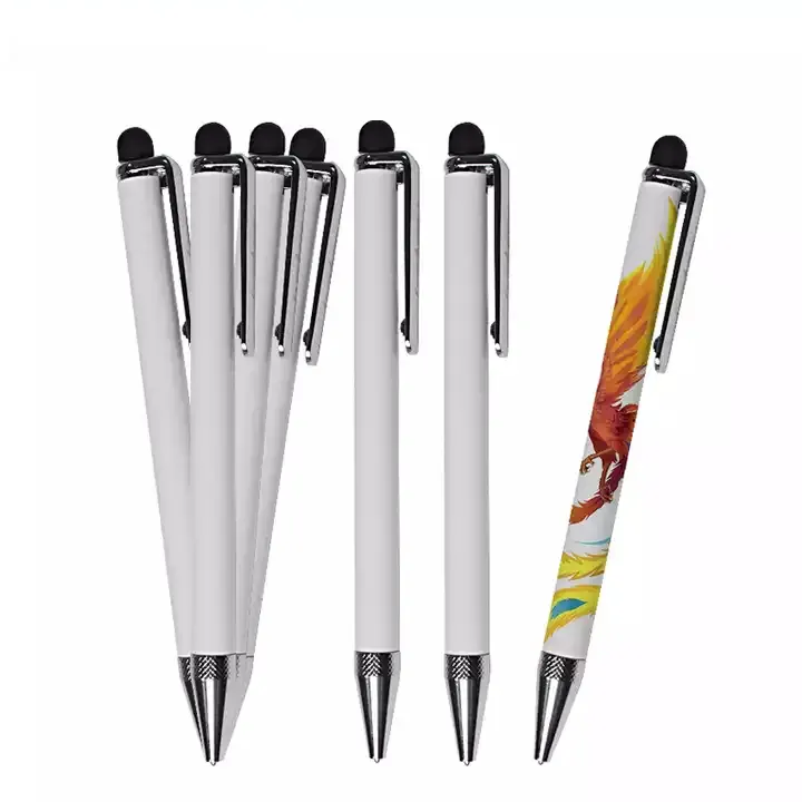 Stylet tactile rétractable à sublimation stylo à bille bricolage métal époxy paillettes acier inoxydable stylo gel à sublimation