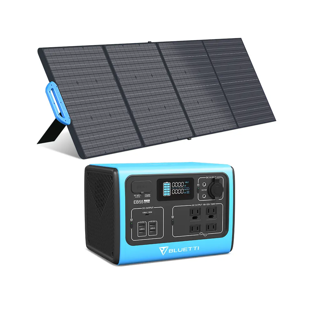 Panneau solaire monocristallin portatif de centrale électrique de Bluetti EB55 pour l'urgence avec la charge rapide