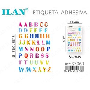 Etiqueta Adhesiva Ilan 11.5x17cm Alfabeto Colorido 5 Hojas Para Etiquetas de Ropa - Product Image 1