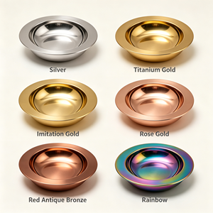 Assiettes de service rondes en acier inoxydable, argentées, dorées et colorées, multi-tailles, pour dîner et soupe, idéales pour les mariages (vente en gros) - Product Image 3
