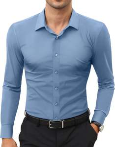 Camisas de Vestir para Hombre, Cuello Clásico, Corte Entallado, Transpirables, Color Azul Marino, para Oficina y Brunches de Fin de Semana, Temporada de Primavera - Product Image 3