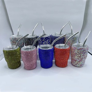 Vaso ostentoso con diamantes <span class=keywords><strong>de</strong></span> imitación, <span class=keywords><strong>vasos</strong></span> <span class=keywords><strong>de</strong></span> vino, Copa aislada <span class=keywords><strong>de</strong></span> acero inoxidable con purpurina <span class=keywords><strong>de</strong></span> paja, térmica al vacío - Product Image 5