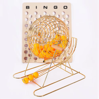 Machine à loterie en métal de haute qualité, jeu de bingo doré, ensemble de bingo avec cage à bingo en acier, 43x35.5x44cm, imprimé au laser