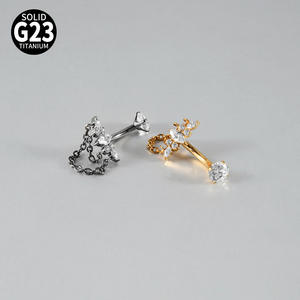 Joyería de Titanio para Piercing Corporal, Joyería para Piercing de Ombligo, Cadena Larga de Acero, Anillo de Ombligo, Ropa Sexy para Mujer, Anillos de Ombligo G23 F136 - Product Image 4