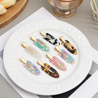 Barrettes à cheveux en acétate sans pliure Ume OEM, barrettes à bec de canard plates sans couture effet écaille de tortue pour femmes, pour le maquillage et le coiffage