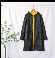 Nouveau manteau trench en cuir imprimé feuille d'or printemps-automne, veste mi-longue à capuche pour femme pour un usage quotidien