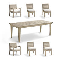 Outdoor Garden Dining Furniture 6 Teak Stühle mit verwitterter Farbe Elegantes Design für Outdoor-Tische