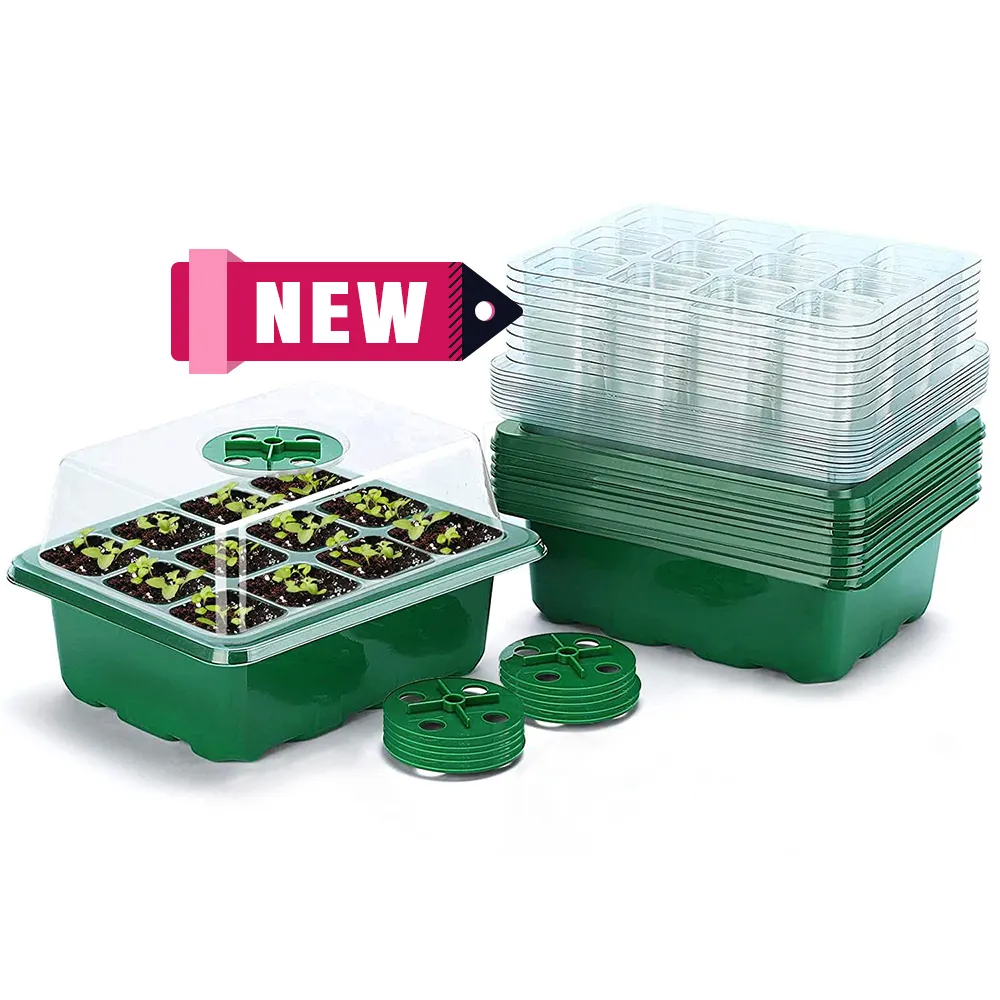 Tuin 12 Cellen Zaad Starter Lade Met Deksel Zware Nursery Clear Plastic Zaailing Plant Groeiende Trays