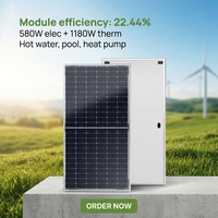 Système solaire PVT 580W, panneau solaire hybride à économie d'énergie, panneau solaire photovoltaïque thermique, collecteur solaire PVT pour le chauffage de l'eau
