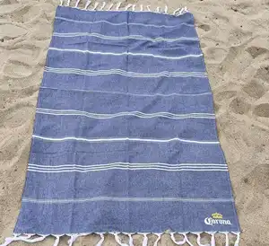 منشفة الشاطئ من تونسيا فوتا بشعار مخصص مناشف قطنية تركية مخططة