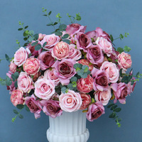 Décoration de centre de table de mariage en fleurs artificielles, boule d'hortensias artificiels rose et vert, grande taille, arrangement de bouquet de table