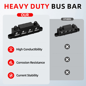 Barre omnibus 4 goujons 3/8" M10, bloc de distribution d'alimentation 250A, barre omnibus positive et négative pour batteries de systèmes marins, automobiles et solaires - Product Image 2