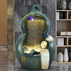 Fontaine d'intérieur en résine en forme de gourde, style chinois, avec éclairage LED pour la décoration du salon - Product Image 3