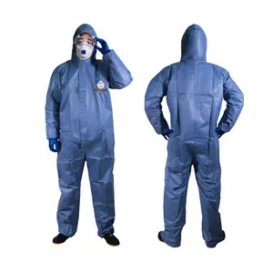 Disposable CAT III TYPE56 Blue Microporous Film Protective Coverall