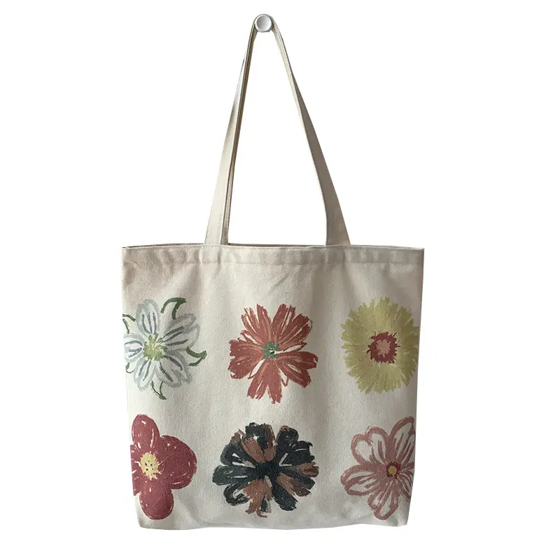 Fashion new 12 an model cotton thickening canvas bag flower student school color contrast zipper canvas bag
