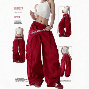 Pantalones Machete de <span class=keywords><strong>Verano</strong></span> para <span class=keywords><strong>Mujer</strong></span>, Casuales, de Cintura Alta, Plisados, con Bordado Frontal Plano, Cintura Elástica y Diseño Ancho Suelto - Product Image 2