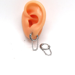 yunnique Hoop Earrings <b>Titanium</b> Steel <b>Chain</b> Design Unisex Fashion Drop Earrings Geometric Metal Style Fall 2024 - Product Image 4