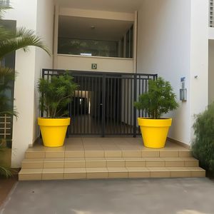 Round <b>Plastic</b> Decorative <b>Planter</b> with Cheerful Blooms Cactus Succulent Nursery Flower Pot for Hotel Lobby - Product Image 1