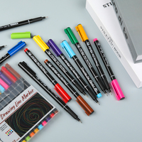 Mobee P-621 Ensemble de Stylos Feutres Pointe Fine Extra 0,5 mm Multicolore avec Clip pour Calligraphie – Lot de 12 Marqueurs