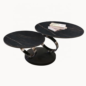 <span class=keywords><strong>Tavolino</strong></span> da Caffè Rotondo in Vetro Temperato con Base ad Anello in Nichel Nero per Soggiorno Arredamento Casa - Product Image 6