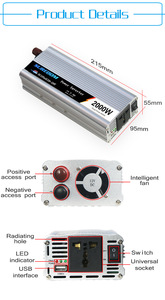 Inversor <span class=keywords><strong>de</strong></span> Corriente Solar <span class=keywords><strong>para</strong></span> Automóvil <span class=keywords><strong>de</strong></span> 2000 W, Convertidor <span class=keywords><strong>de</strong></span> CC <span class=keywords><strong>de</strong></span> 12 V <span class=keywords><strong>a</strong></span> CA <span class=keywords><strong>de</strong></span> 110 V/220 V, Adaptador USB <span class=keywords><strong>para</strong></span> Automóvil, Cargador <span class=keywords><strong>para</strong></span> Automóvil - Product Image 6