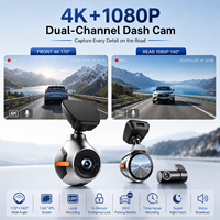 Caméra embarquée WiFi mini 1,66 pouce OEM/ODM 4K HD avant 1080P arrière double objectif avec surveillance de stationnement 24h/24 et GPS