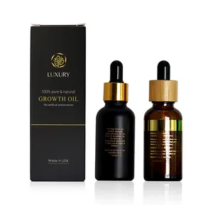 30ml 50ml 100ml Frosted Matte Black Custom Color Glass Hair Care Essential Oil Bottles with Tube Box
