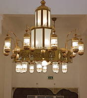 Lustre suspendu de luxe en or, design de mosquée personnalisé, projet de décoration d'église, vente en gros