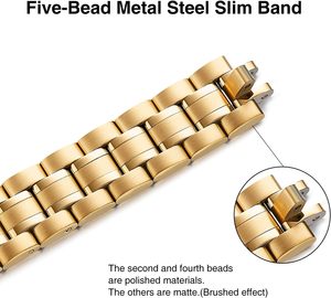 Blissbands, pulsera fina de metal de acero inoxidable, banda de repuesto Compatible con <span class=keywords><strong>Apple</strong></span> <span class=keywords><strong>Watch</strong></span> 38mm Ultra SE Series Gold para mujer - Product Image 2