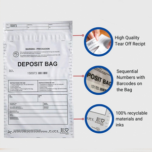 Bandas de dinero de depósito personalizadas Bolsas de depósito bancario Caja registradora Bolsa bancaria Cinta a prueba de manipulaciones Sellado Prueba de efectivo Bolsa de seguridad - Product Image 4
