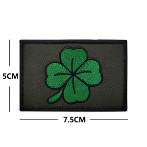 Tùy chỉnh <span class=keywords><strong>Irish</strong></span> shamrock thêu handmade móc và vòng lặp chiến thuật vá shamrock vá - Product Image 3