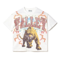 T-shirt 100% coton, style rétro américain hip-hop, ample, surdimensionné, imprimé lettres, vieux style tendance, tissu tissé