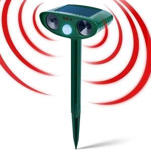 農場用 ソニック 充電式 ソーラー アラームライト 強力レーザー 害獣 360度 屋外 野生動物 超音波 撃退器 - Product Image 1