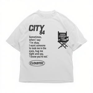 Maglietta grafica City 84 Oversized Streetwear Minimal Black Print Camicia casual unisex - Product Image 3