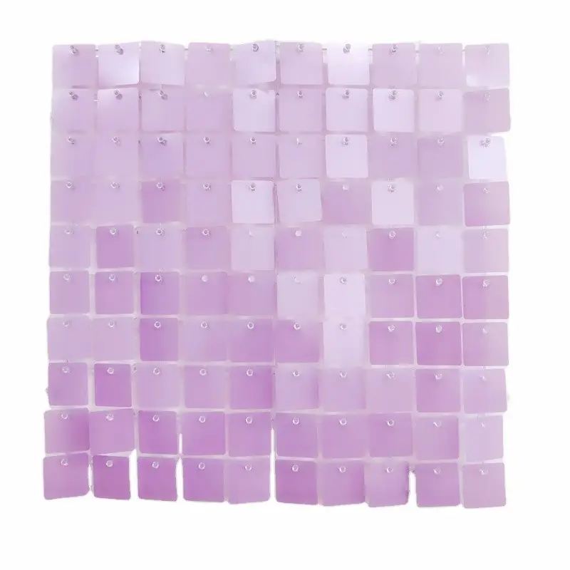 Nouveau matériau paillettes carrées violettes claires mates, panneaux muraux scintillants pour la décoration d'événements