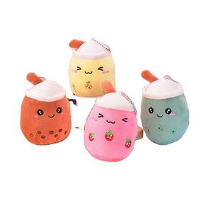 Vente en gros d'usine, porte-clés en peluche super doux de 10 cm, thé au lait aux fruits, boba, doublure en maille pour petit boba, jouet en peluche - Product Image 2