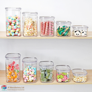 Pot en plastique sans BPA SAN AS, carré, coloré, conteneur de rangement, <span class=keywords><strong>orange</strong></span>, gris, transparent - Product Image 6