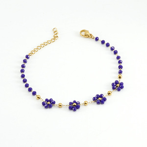 Zogxin Flower Bead Necklace And <b>Bracelet</b> <b>Set</b> Women Stainless Steel 18K Gold Plated Bohemian Party Jewelry - Product Image 5