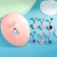 Anneaux de nombril en acier inoxydable en forme de cœur, clous de piercing, bijoux de corps pour femmes, pour fête et cadeau