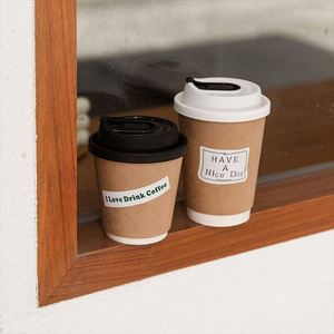Vasos de Papel Desechables para Café con Logotipo Impreso Personalizado, Vaso de Papel Kraft de Doble Pared con Tapas para Bebidas Frías o Calientes - Product Image 3