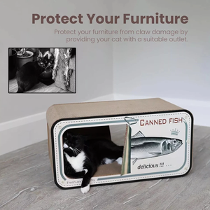Grosir karton bergelombang dua lapisan mewah papan gores kucing ikan kaleng multifungsi mainan hewan peliharaan untuk karton Halloween - Product Image 5