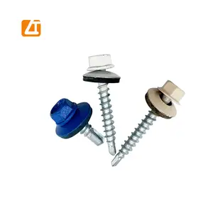 สกรูเจาะยึดหลังคาหัวหกเหลี่ยมเคลือบสังกะสีจากจีน พร้อมแหวนรอง EPDM - Product Image 1