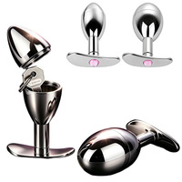 FRRK Plug anal en métal S/L avec verrouillage dissimulé pour jeux BDSM, Perles anales en métal, Plug anal en métal argenté, Jouets sexuels fétichistes BDSM, Vente en gros