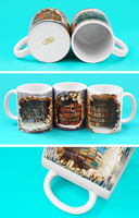 Tasses à café en céramique personnalisées avec impression par transfert thermique, 320 ml, 11 oz, design 3D étagère à livres, en grès, cadeaux promotionnels
